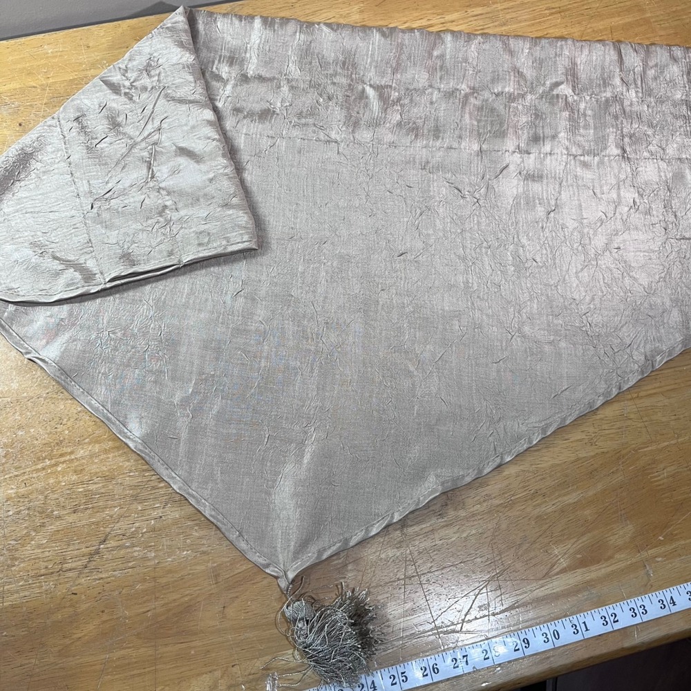 Croscill Home Window Valance Taupe Crushed Satin Tassel Pointed 40x24